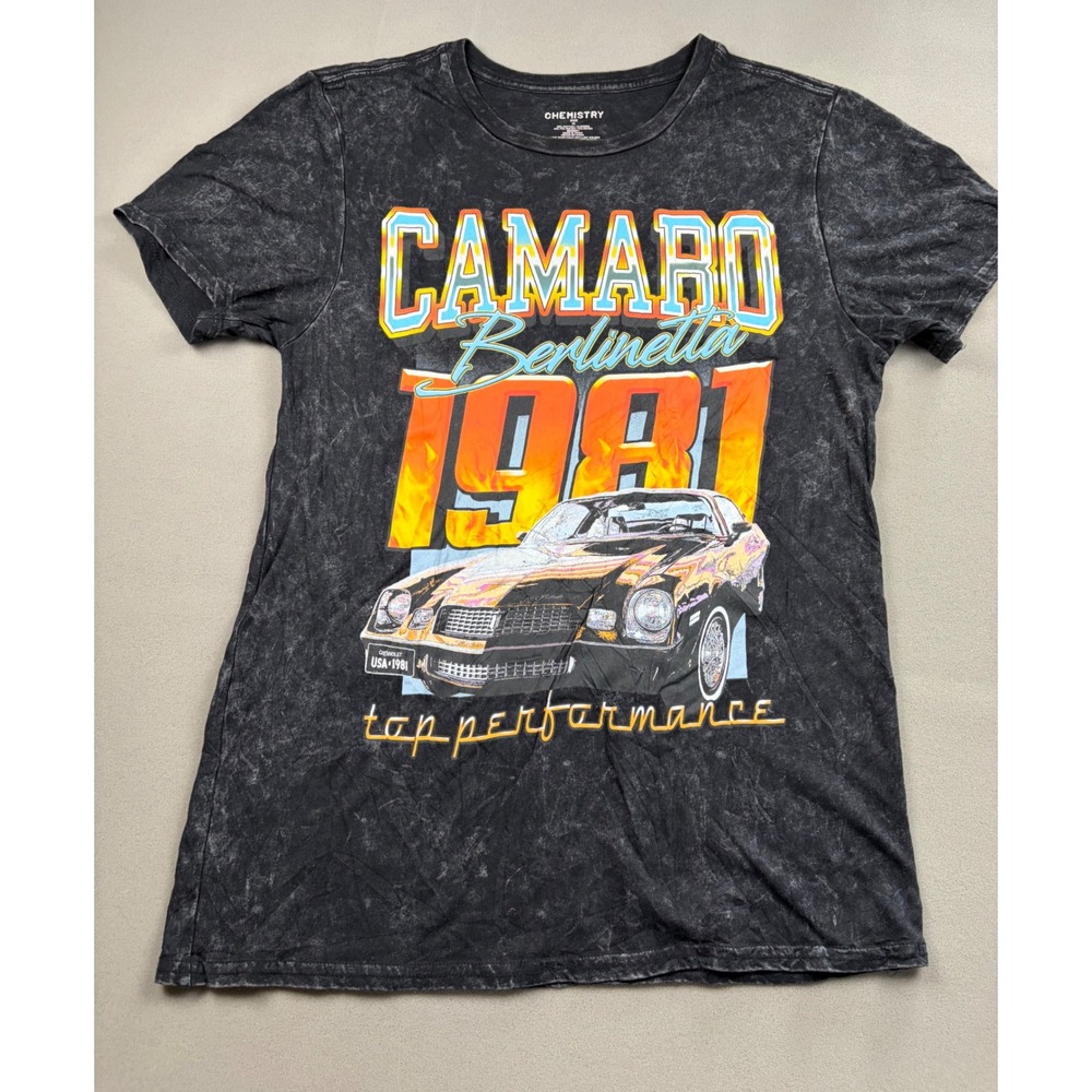 1981 Camaro Berlinetta Chemistry Graphic Tee Acid Wash Black Mens Medium